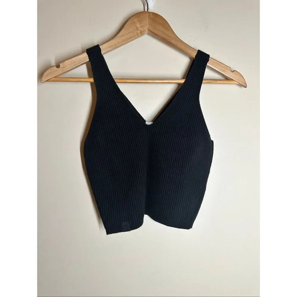 lululemon athletica Black Ribbed V-Neck Crop Top